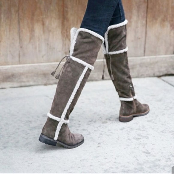 Frye Tamara Shearling Lined Over the knee Boots grey Size 8 - Picture 2 of 9
